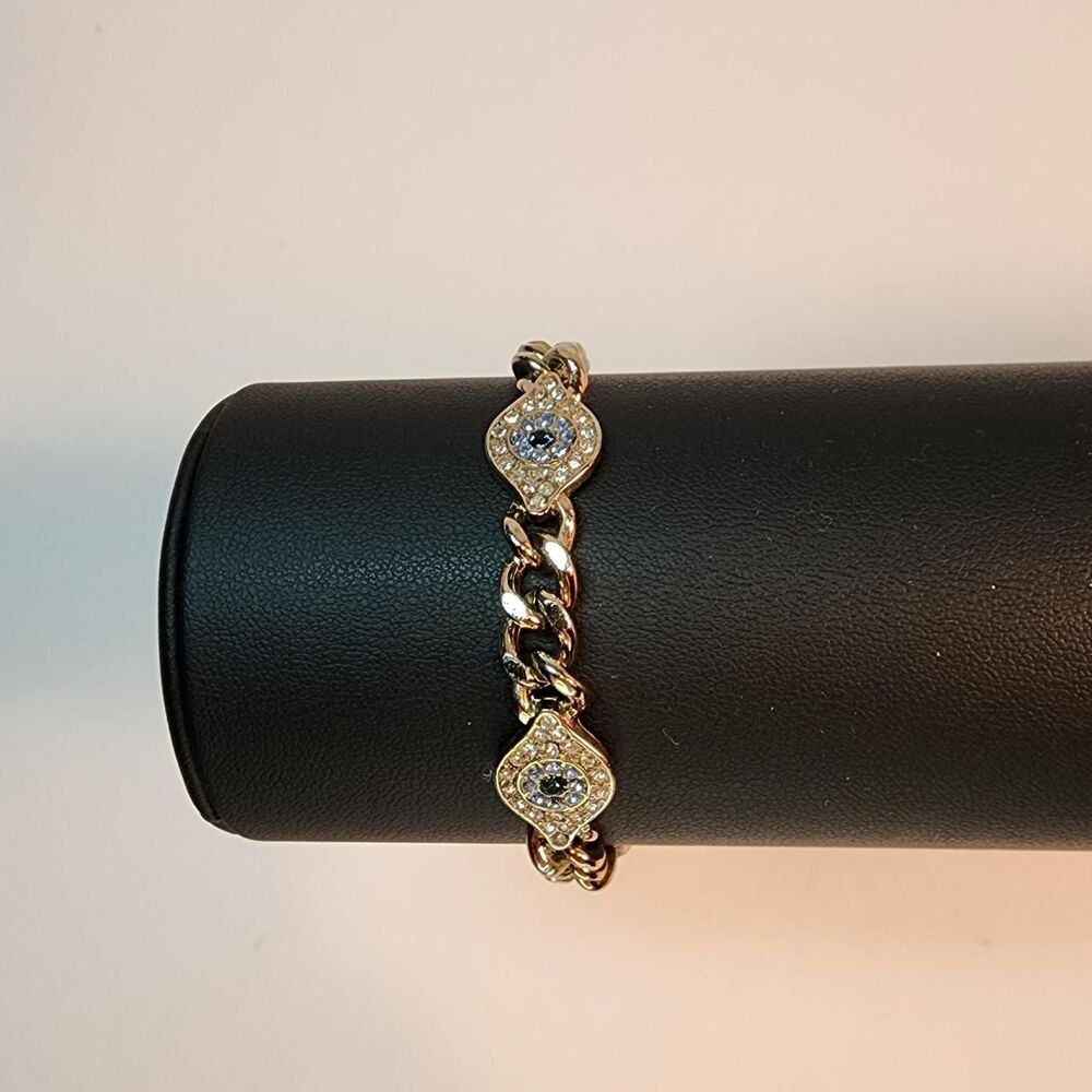 Rachel Roy Women's Evil Braelet Silver Tone Gold Tone & Blue & rhinestones